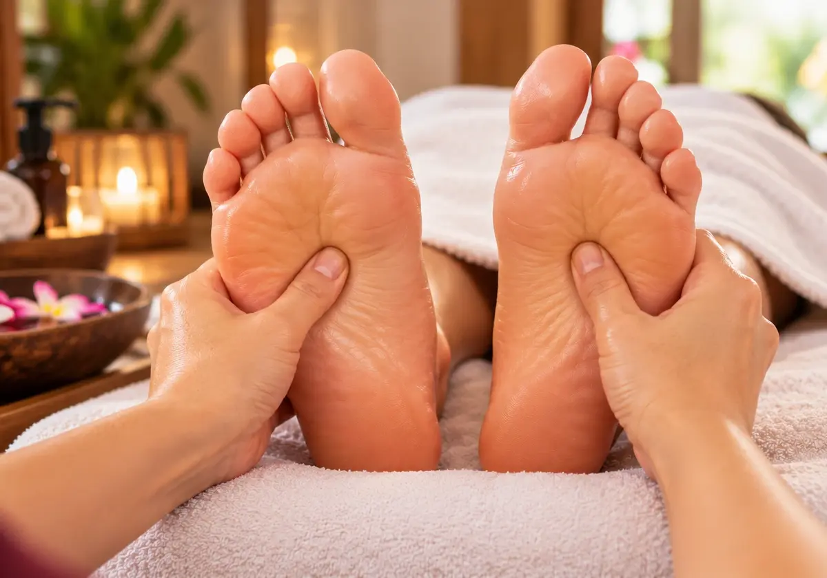 Reflexology massage at home with a Care at Home Spa therapist